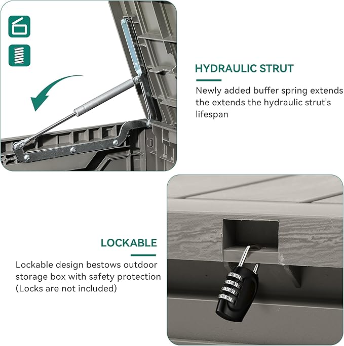 YITAHOME 80 Gallon Outdoor Storage Box, Large Water Resistant Resin Deck Box, Indoor Outdoor Lockable Storage Container for Patio, Garden, Cushions, Tools, Equipment (Taupe)-VerdiqueGarden