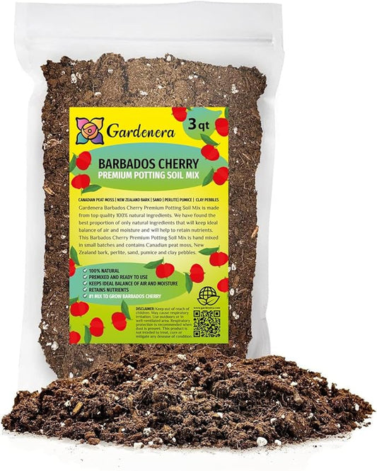 Barbados Cherry Plant Potting Soil - Enhance Fruiting and Health with Professional Grade Nutrient-Rich Mix - 3 Quart-VerdiqueGarden
