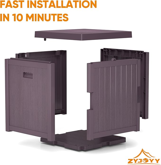 51 Gallon Resin Deck Box, Outdoor Storage Box Waterproof for Patio, Garden, Pool, and Deck, Storage Solution for Cushions, Tools, Delivery Packages, Brown-VerdiqueGarden