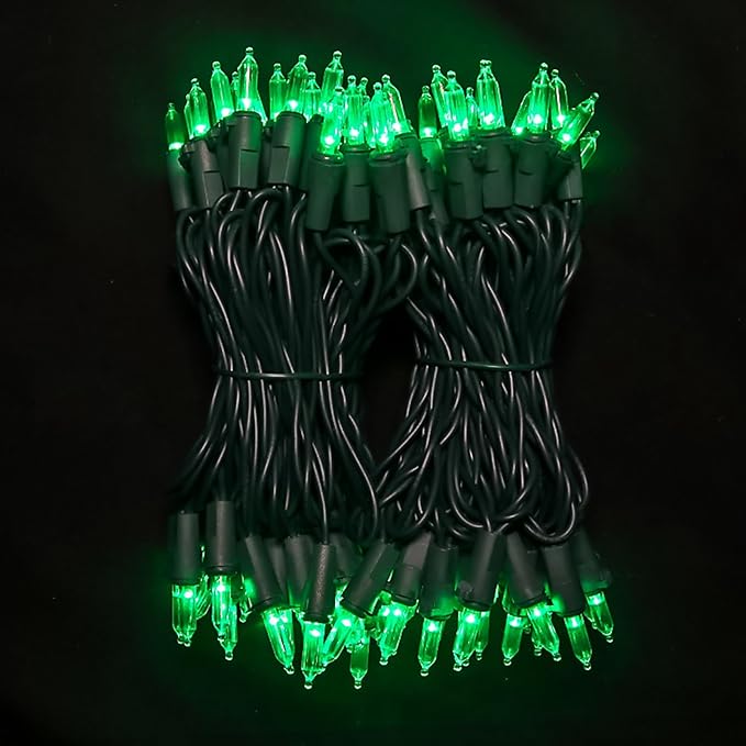 Green LED Christmas Lights - 100 Count Green Christmas String Lights for Tree, Party, Holiday, Indoor and Outdoor St. Patrick's Day Decorations, 33 Feet Green Wire, UL Certified, Connectable-VerdiqueGarden