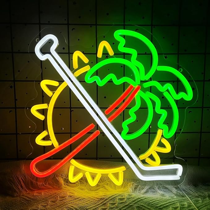 Coconut Trees Neon Sign Palm Tree Neon Light Up Sign Sun Neon Light for Wall Decor Ice Hockey Neon Sign for Bedroom Bar Man Cave Party Decor Birthday Gifts USB Powered,Size13.5*12.5inch(JWD028)-VerdiqueGarden