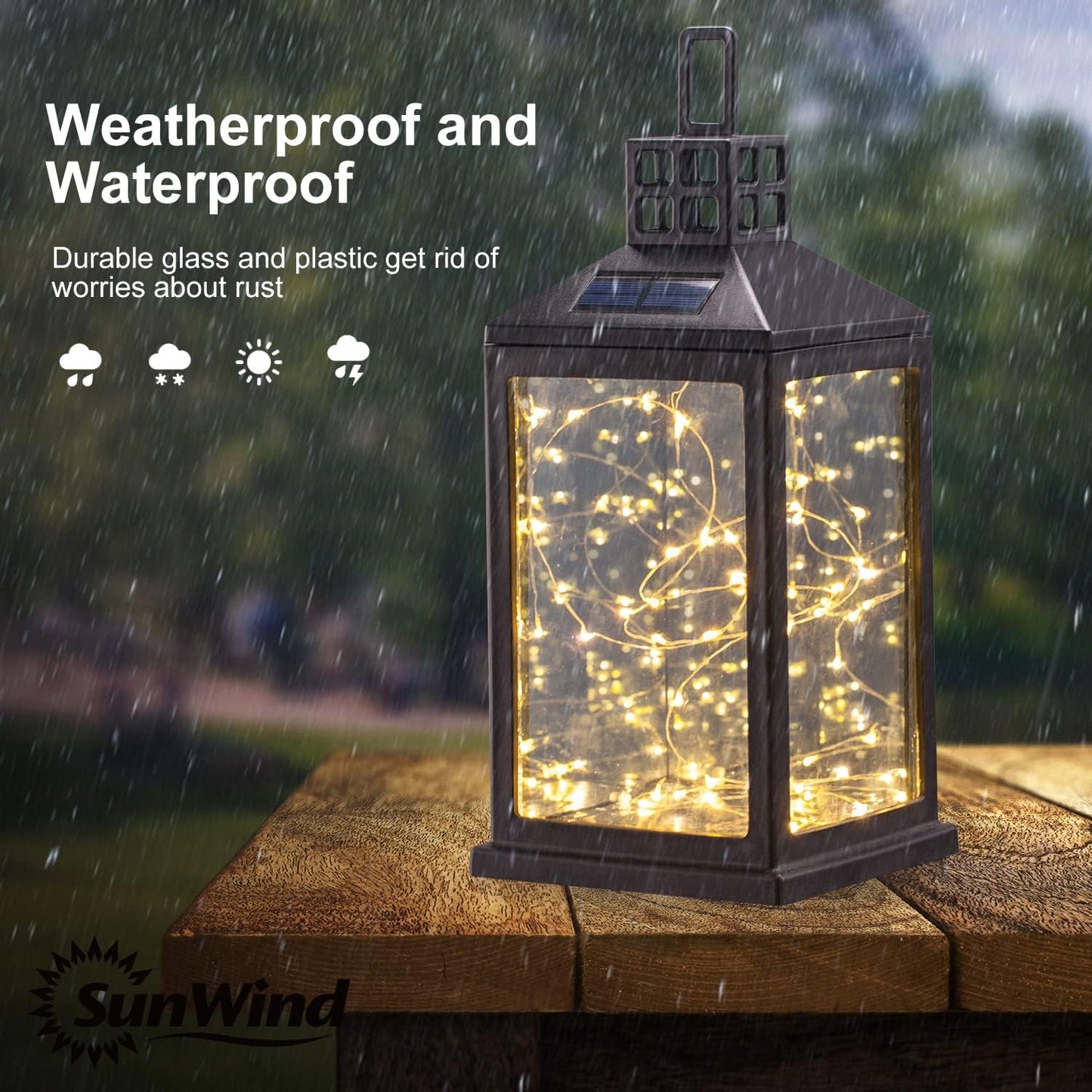 Solar Lantern Lights Outdoor SUNWIND Waterproof Solar Table Lamp Hanging Lighting with 40 Warm White LEDs for Garden Patio Landscape Decoration-VerdiqueGarden