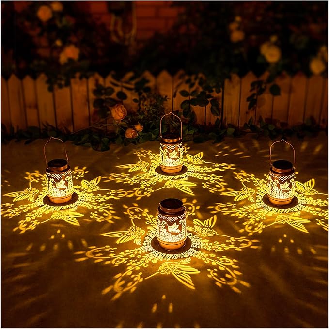 Hummingbird Solar Lanterns Outdoor Waterproof Hanging Solar Lights Hummingbird Gifts for Women Men Metal Decorative LED Hummingbird Lanterns for Garden Decor,Yard,Patio,Lawn,Tabletop,Pathway,Landscape-VerdiqueGarden