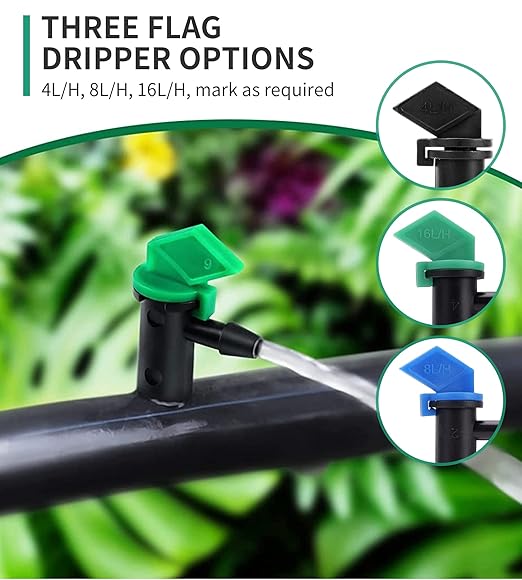 1/4 Drip Irrigation Fittings, 210 Pcs 1/4 Drip Irrigation Connectors Irrigation Fittings Kit for Flower Pot Garden Lawn (Spray,Micro Dripper,Straight Barbs,Tees,Elbows,End Plug,4-Way Coupling)-VerdiqueGarden