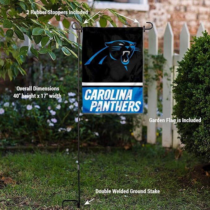 WinCraft Carolina Panthers Garden Flag with Stand Holder-VerdiqueGarden