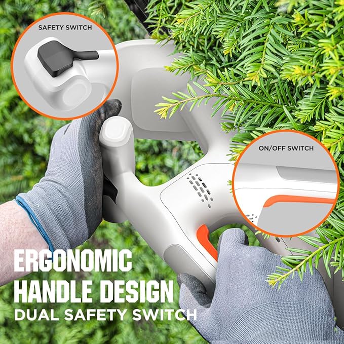 Litheli 20V Cordless Hedge Trimmer 16" (5/8" Cut), Handheld Shrub/Bush Trimmer, Lightweight for Thick Branches & Yard Work,Work with Litheli 20V System (2.5Ah Battery Incl.)-VerdiqueGarden