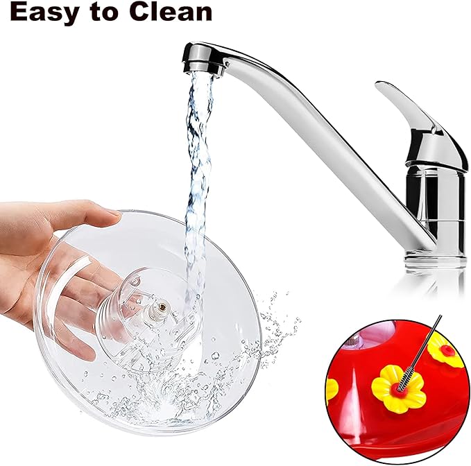 Hummingbird Feeders for Outdoors Hanging - 8 Feeding Ports 16 oz Plastic Hummingbird Feeder, Bee-Proof Leak-Proof No Drip, Easy to Clean with Cleaning Brushes-VerdiqueGarden