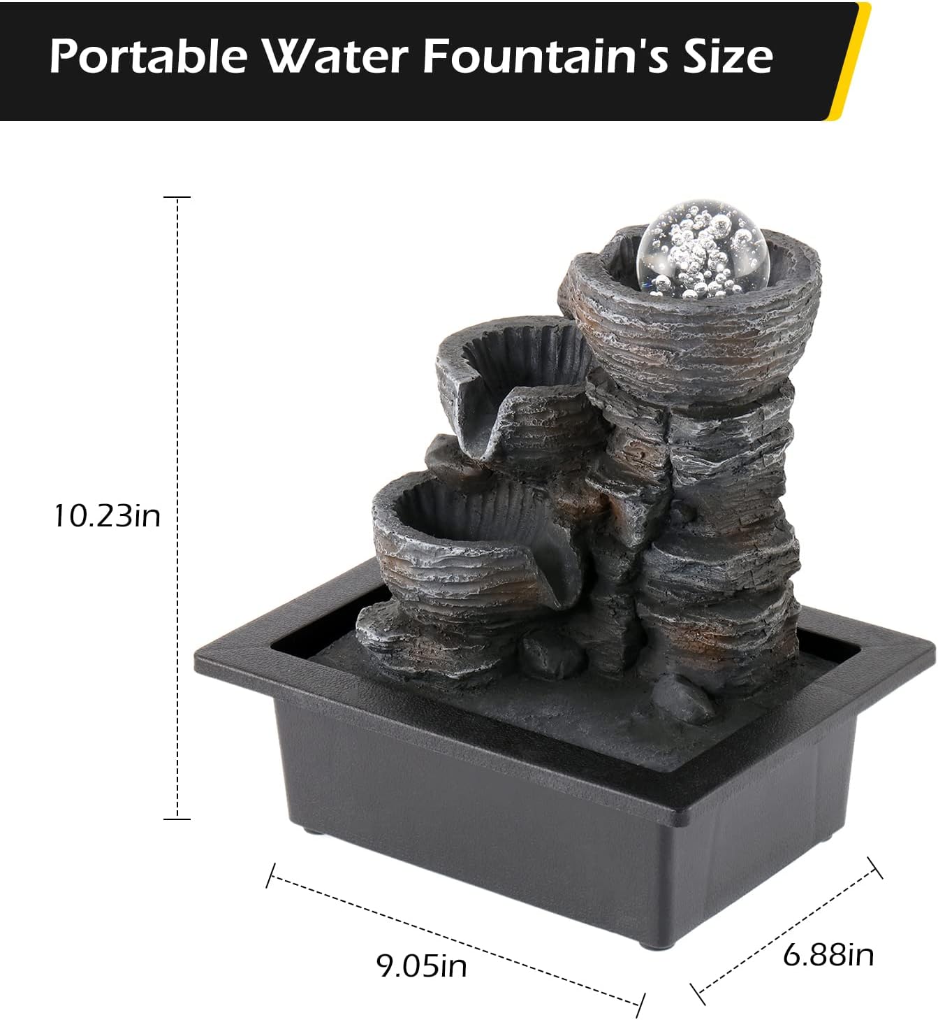 Dyna-Living Water Fountains Indoor Tabletop Fountain with Pump Waterfall Fountain Indoor Coloured LED Lights Desk Water Fountains for Home Office Decor Style 1-VerdiqueGarden