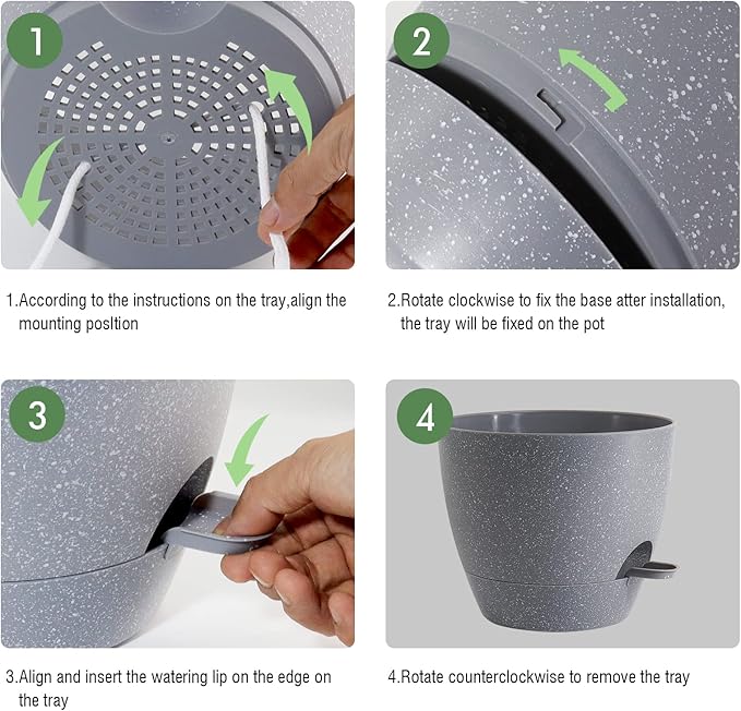 10 Inch Self Watering Hanging Pots, 2 Pack Hanging Planters with 40oZ Deep Reservior for Indoor Outdoor Plants Flowers, Grey-VerdiqueGarden