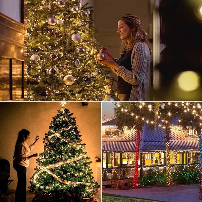 weillsnow 66 FT 200 LED Warm White Christmas Lights,Plug in Waterproof String Lights,8 Lighting Modes with Memory for Outdoor Indoor Garden Tree Christmas Party Decorations(Warm White)-VerdiqueGarden