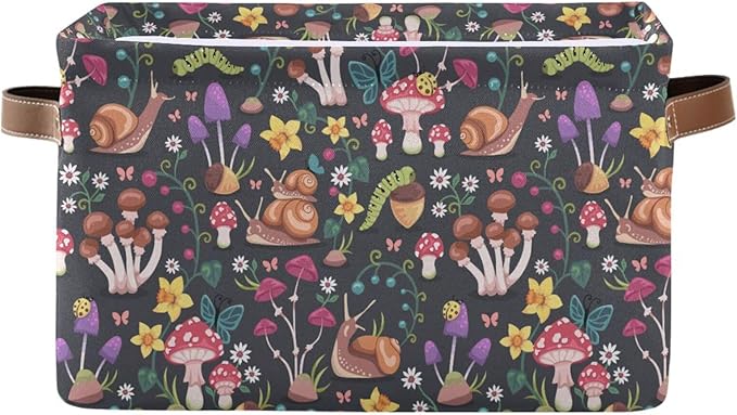 Mushroom Snail Rectangular Storage Basket Organizer Bin Shelf Baskets For Clothes Gifts For Home Office Dorm-VerdiqueGarden