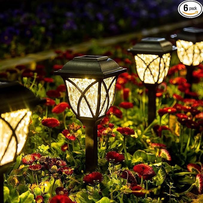 GIGALUMI Solar Lights Outdoor Waterproof, 6 Pack LED Solar Garden Lights, Solar Lights for Outside, Garden Decor for Yard, Patio, Landscape, Planter, Walkway (Warm White)-VerdiqueGarden