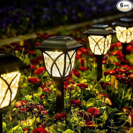 GIGALUMI Solar Lights Outdoor Waterproof, 6 Pack LED Solar Garden Lights, Solar Lights for Outside, Garden Decor for Yard, Patio, Landscape, Planter, Walkway (Warm White)-VerdiqueGarden