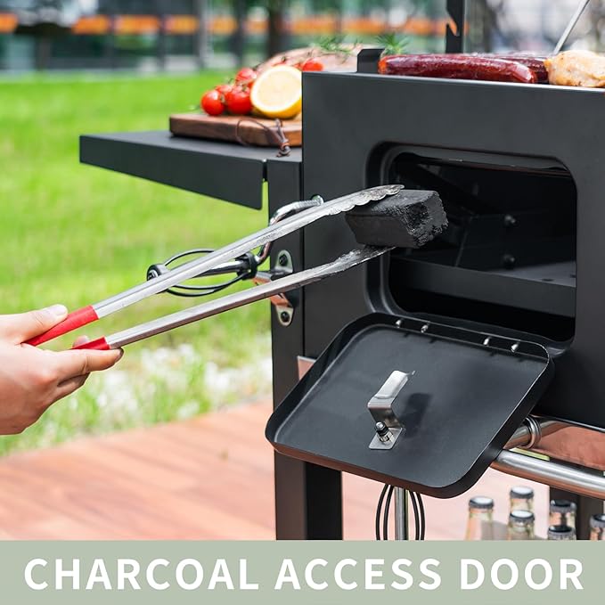 Kenadne Charcoal Grill Outdoor BBQ Grill, Extra Large Cooking Area 794 Square Inches with Two Individual & Adjustable Charcoal Tray, Foldable Side Tables for Outdoor Cooking grill Backyard-VerdiqueGarden