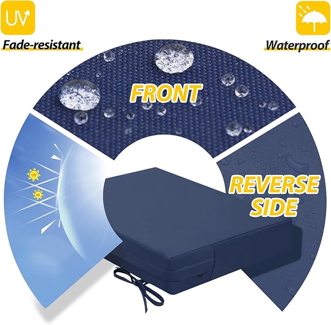 AAAAAcessories Outdoor Seat Cushions for Chairs, Waterproof, Fade-Resistant Patio Furniture Replacement Cushions, 18.5" x 16" x 3", Set of 2, Navy Blue-VerdiqueGarden