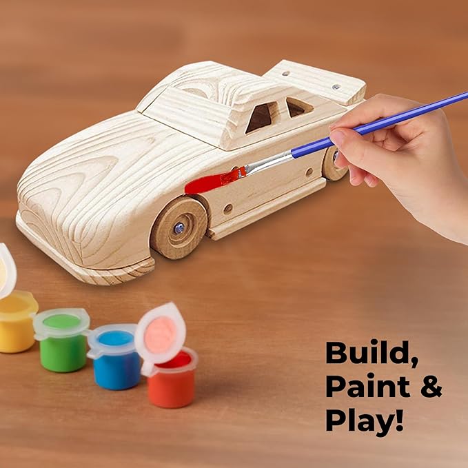Kraftic Woodworking Building Kit for Kids and Adults, 3 Educational DIY Carpentry Construction Wood Model Kit Toy Projects for Boys and Girls - Build a Wooden Military Jet Race Car and Tractor Trailer-VerdiqueGarden