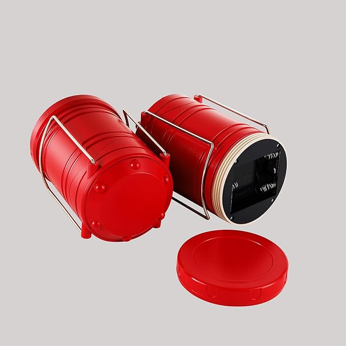 Lichamp LED Camping Lantern, 4 Pack Battery Powered Flashlight for Power Outages, Portable Collapsible Hanging Light Essential for Home, Outdoor, Emergency Lamp Survival Kit Gear for Hurricane, Red-VerdiqueGarden