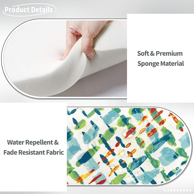 Indoor/Outdoor Chair Cushions 16x17 Inch, Patio Chair Cushions with Ties, All Weather Seat Cushions for Patio Furniture Home Garden Chair Use, Set of 2,Acapa Opal Geometric-VerdiqueGarden