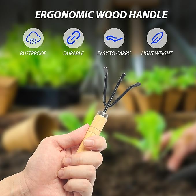 Gardening Tool Set:3 Small Garden Tool, Garden Spade Hand Shovel,Shovel, Trowel and rake. Garden Spade Hand Shovel, Weeding, and Transplantation-VerdiqueGarden