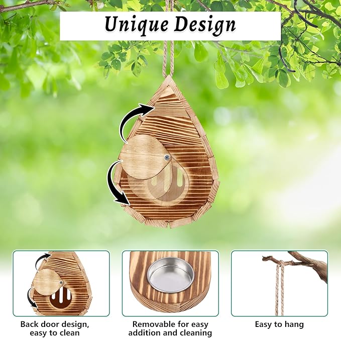 Wooden Butterfly House and Feeder, Hanging Butterfly House for Garden, Natural Butterfly Habitat with Butterfly Puddler for Outside Butterflies, Moths - Backdoor, Easy to Clean-VerdiqueGarden