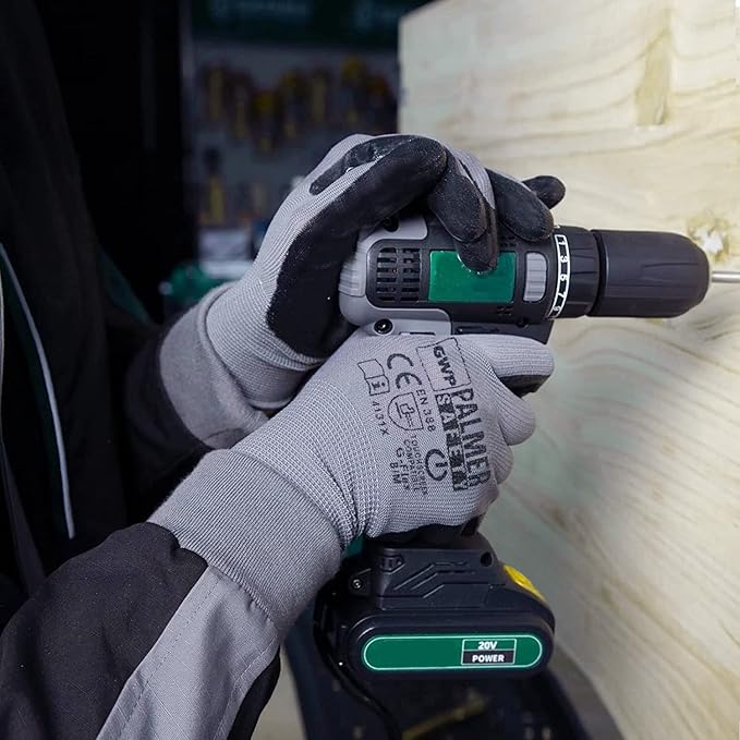 ATERET Work Gloves 12 Pairs Micro-Foam Nitrile Coated Safety Gloves, Seamless Knit Nylon Gloves Home Improvement General Use-VerdiqueGarden