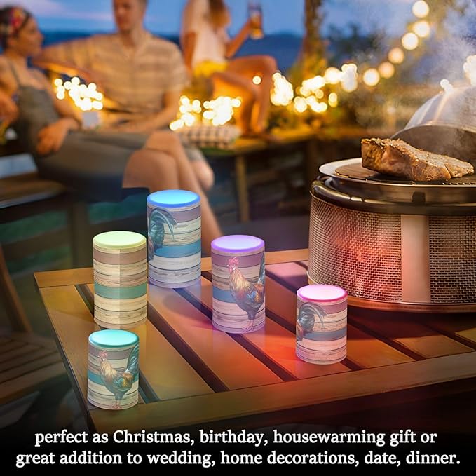 Flickering Flameless Candles, Rooster LED Candles with Remote Timer, Set of 2 Battery Operated Candle for Valentine Wedding Birthday-VerdiqueGarden