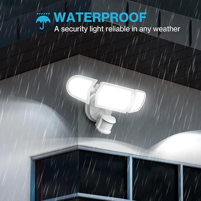 Olafus 100W LED Security Light Motion Sensor Outdoor Light, 2 Pack Motion Flood Light Dusk to Dawn, 9000LM Super Bright 6500K Exterior Motion Detector Floodlight for Garage Yard Porch Eave IP65, White-VerdiqueGarden