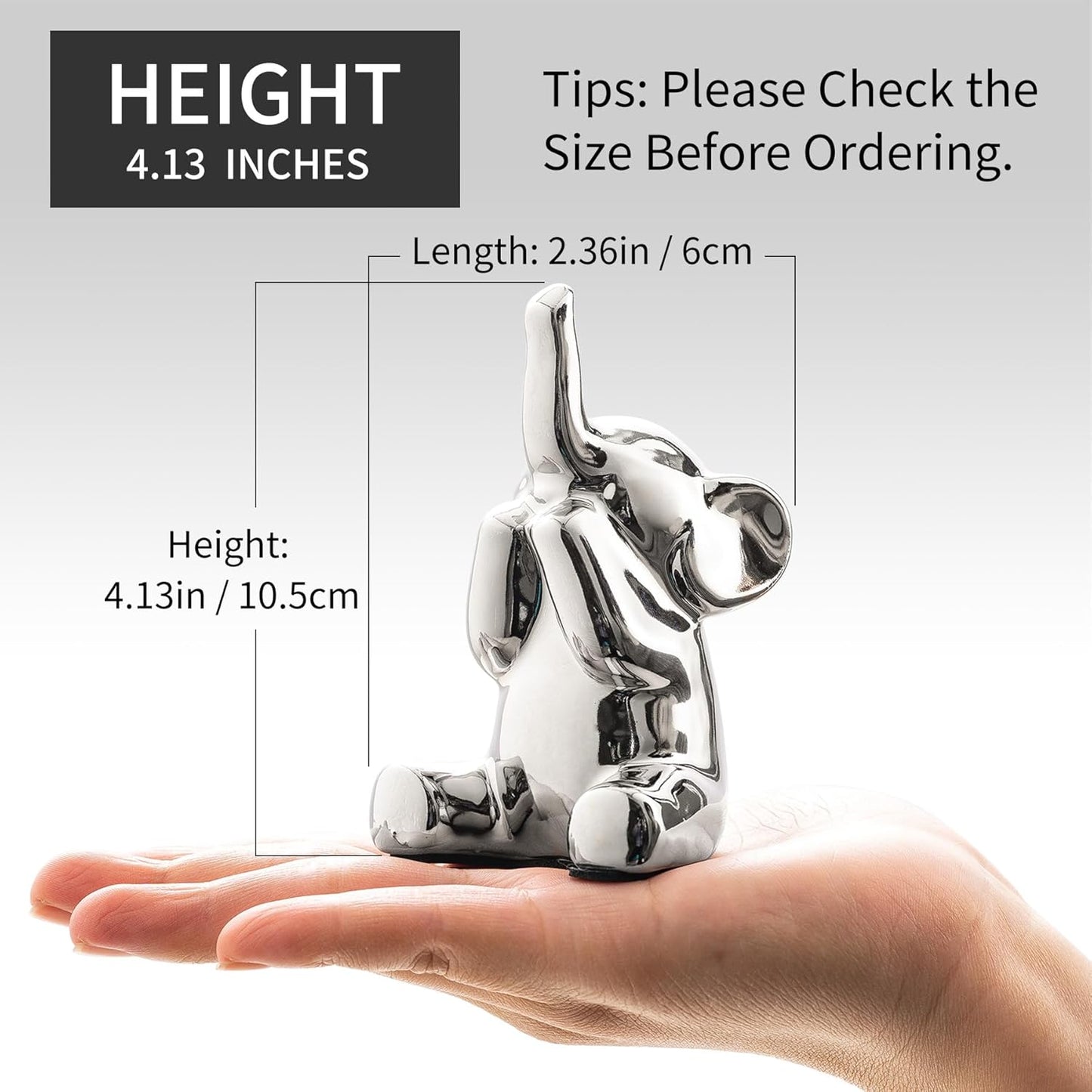 Loving Pair of Small Silver Elephant Statues Silver Home Decor Modern Boho Style Figurine Decorative Ornaments for Living Room, Bedroom, Office Desktop, Cabinets, Shelf-VerdiqueGarden