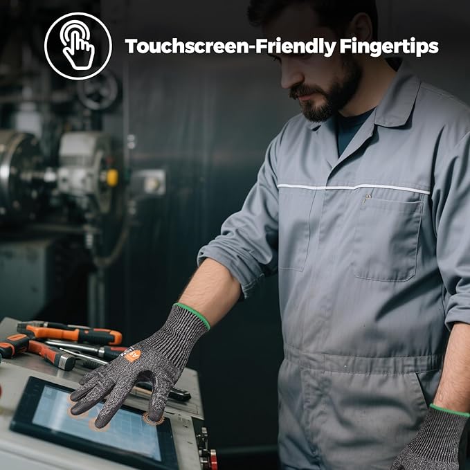 Donfri A9 Cut Resistant Work Gloves for Men - Steel + HPPE Hybrid Safety Gloves for Men, ANSI Cut Level 9 Protection Flexible for Metal Glass Wood Construction Fishing-VerdiqueGarden