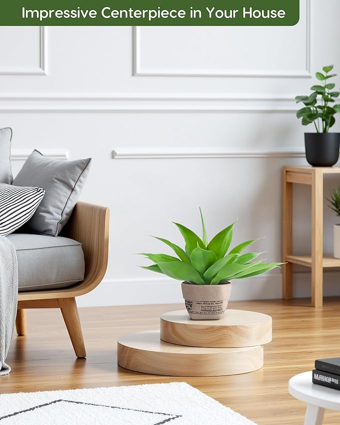 Velener Fake Agave with Burlap Bag, Artificial Plant Outdoor Agave - Fake Plants for Indoor and Outdoor Decor(16 Inch)-VerdiqueGarden