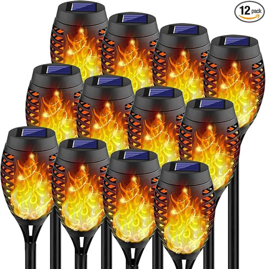 Kurifier 12Pack Flickering Flame Solar Torch Lights for Garden Decor, Waterproof Solar Lights Outdoor Decorative, Outdoor Decorations for Yard Porch Lawn Patio Outside Decor-Luces Solares para Jardin-VerdiqueGarden