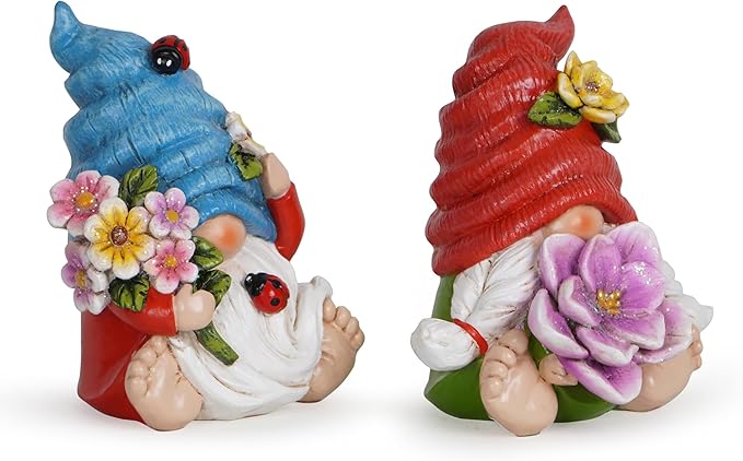 Hodao Spring Garden Decorations - Gnomes Decorations - Summer Gnomes Decorations - Ladybug Flower Decor - Spring Home Decor - Foot Gnomes（2Pcs） (Multicolor)-VerdiqueGarden