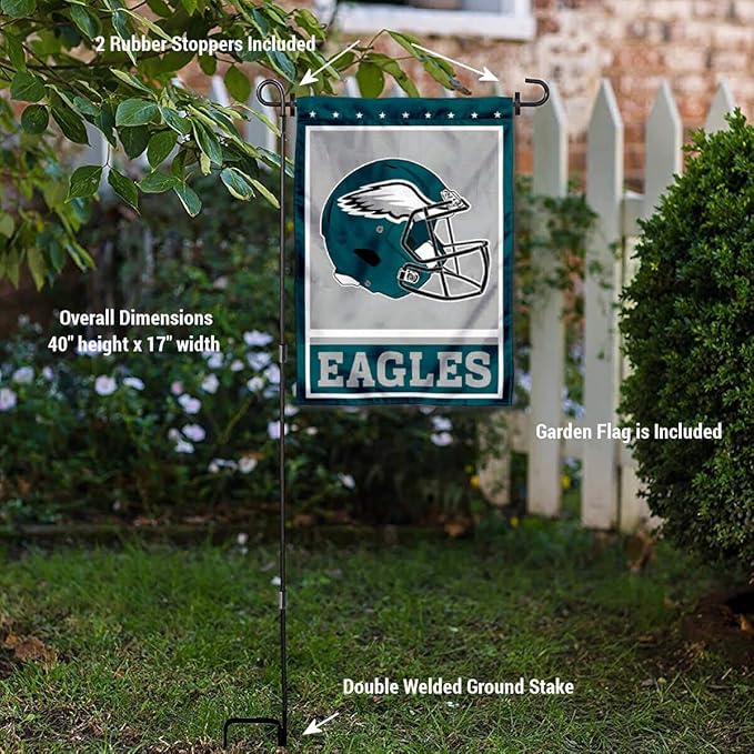 WinCraft Philadelphia Eagles Football Garden Flag and Pole Stand Holder-VerdiqueGarden