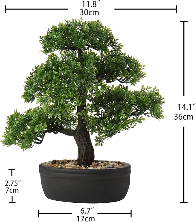Artificial Bonsai Tree Juniper Faux Plants Indoor Small Fake Plants Decor with Ceramic Pots for Home Table Office Desk Bathroom Shelf Bedroom Living Room Farmhouse Decorations-VerdiqueGarden