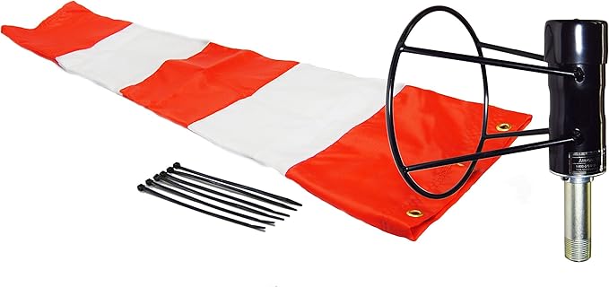 8" X 36" Orange and White Windsock with 8" Ball Bearing Frame USA Made-VerdiqueGarden