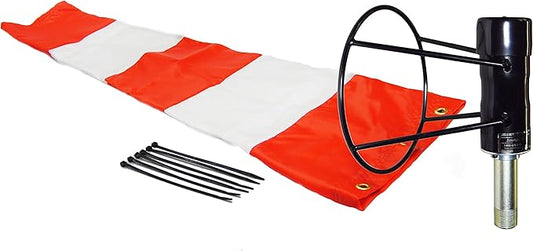 8" X 36" Orange and White Windsock with 8" Ball Bearing Frame USA Made-VerdiqueGarden