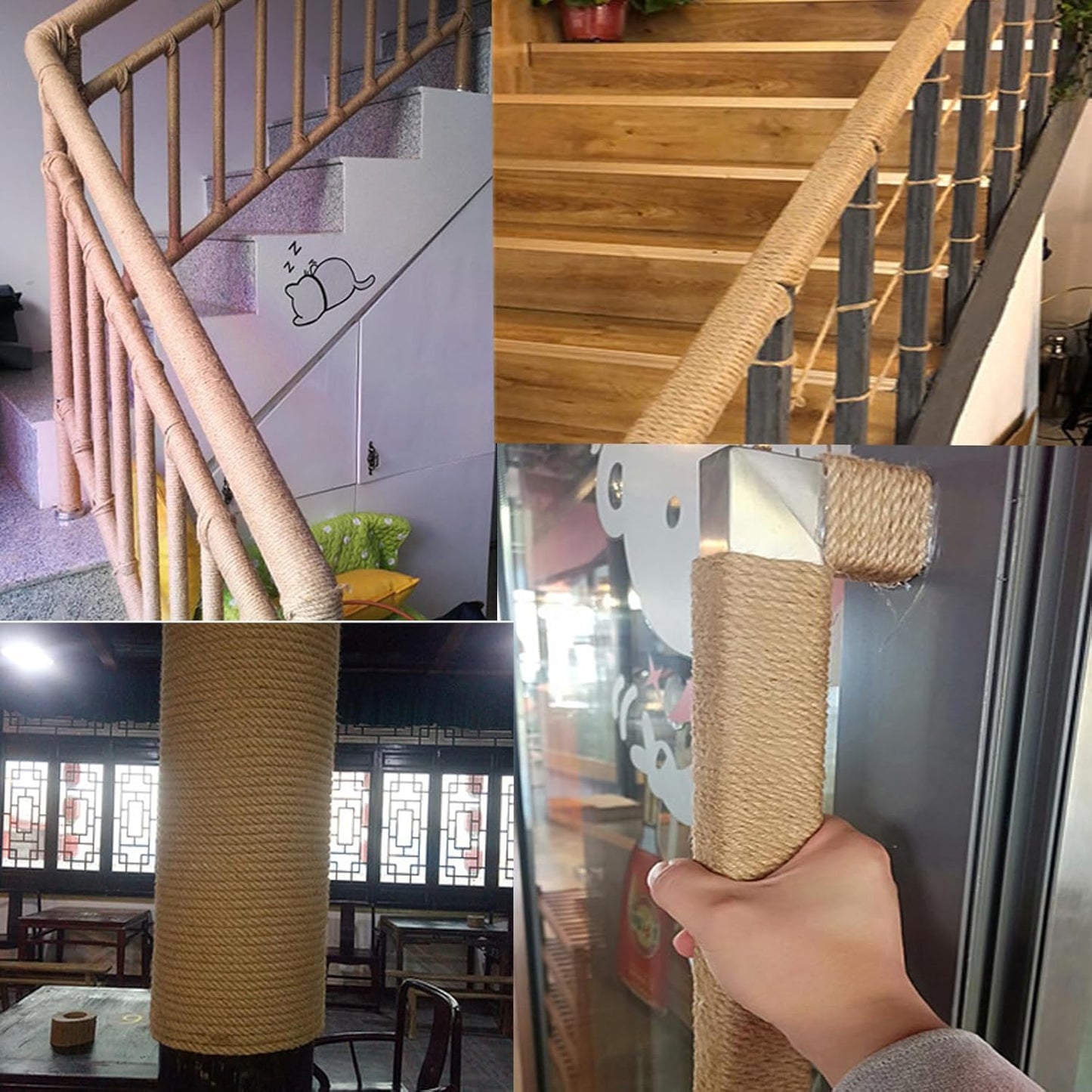 Natural Jute Twine String - 6mm x 164FT Long | Extra Strong & Eco-Friendly for Crafts, Gardening, Packaging, Cat Scratching Posts, and DIY Projects-VerdiqueGarden