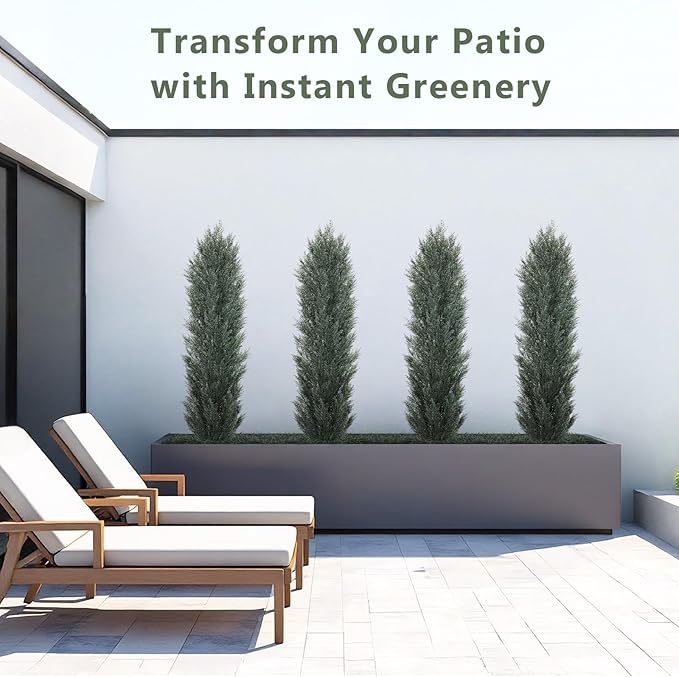 THE BLOOM TIMES 6ft Tall Topiary Trees Artificial Outdoor – UV Resistant Faux Cedar Pine Cypress Bushes and Shrubs, Fake Potted Plants for Front Porch Outside Planter Patio Decor, Set of 2 (6 Foot)-VerdiqueGarden