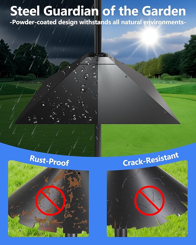 Metal Squirrel Baffle - Squirrel Baffle for Bird Feeder Pole, Upgrade Spring Motion Design for Better Defense, 19 Inch Heavy Duty Guard for Outside Bird Feeder Pole Mount-VerdiqueGarden