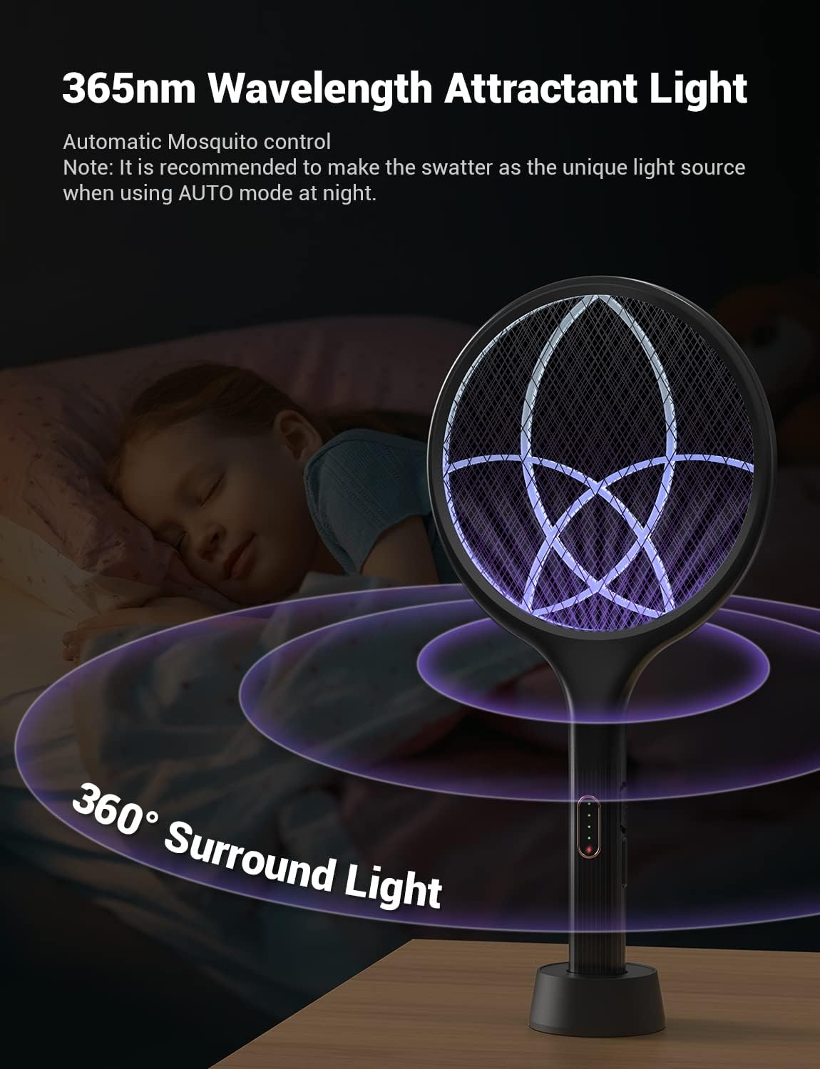 YISSVIC Electric Fly Swatter Bug Zapper Racket Dual Modes Mosquito Killer with Purple Mosquito Light Rechargeable for Indoor Home Office Backyard Patio Camping (Black 2 Pack)-VerdiqueGarden