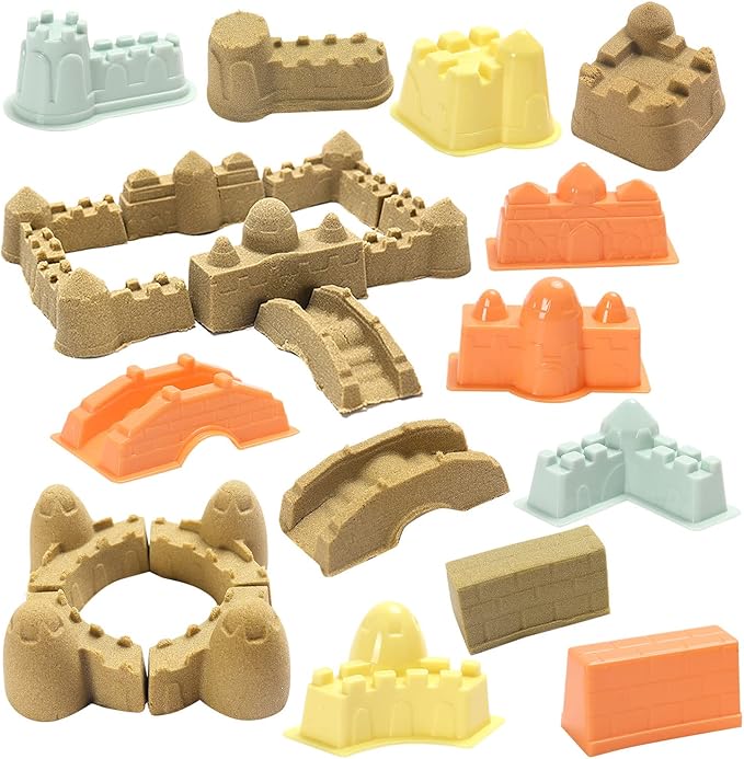 Play Construction Sand Kit,2.2lbs Magic Sand W/4 Large Take Apart Construction Trucks,1 Sandbox,8 Worker Figures and Road Signs,8 Molds,Toys for 2-8 Years Old Boys Girls-VerdiqueGarden