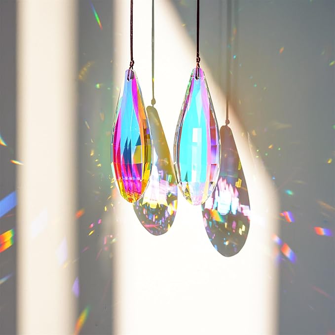 HDCRYSTALGIFTS Pack 2,120mm Colorful Crystal Suncatchers Prisms Hanging Ornaments for Window Rainbow Maker Crystal Prisms Pendant Home Garden Decoration-VerdiqueGarden