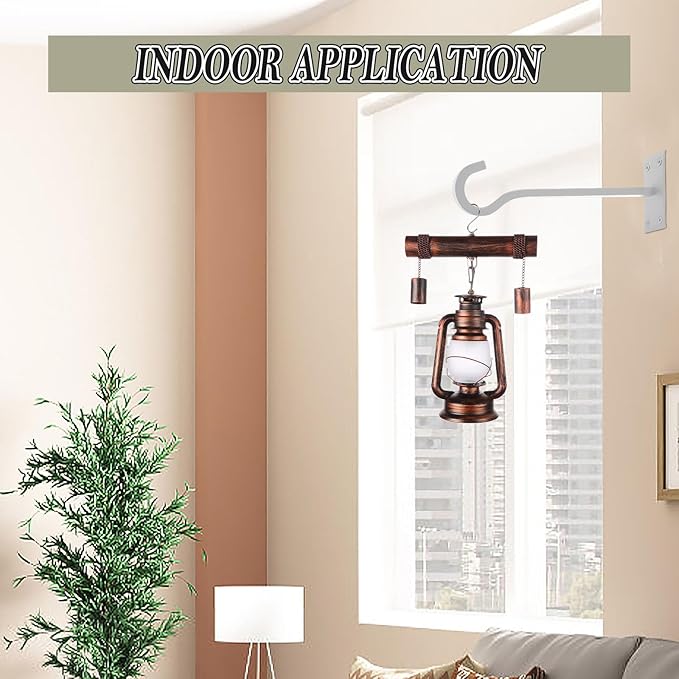 10inch Heavy Duty Plant Hangers Outdoor or Indoor Bird Feeder Hanger Shepherd Hooks 2pcs White Metal Wall Hook for Hanging Plant Bracket, Lantern, Flower Basket, Wind Chimes-VerdiqueGarden