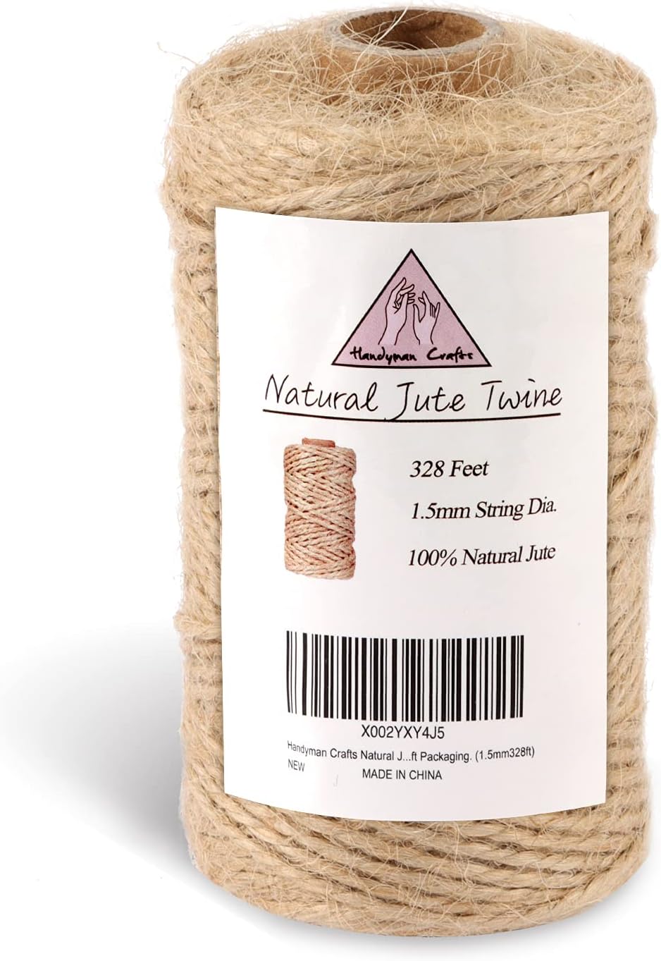 Natural Jute Twine Rope (1.5mm/2mm/3mm/6mm) Durable String for Handmde Crafts,Gardening Applications,Home Gardening,Cat Scratching Post,Gift Packaging... (1.5mm*328ft)-VerdiqueGarden