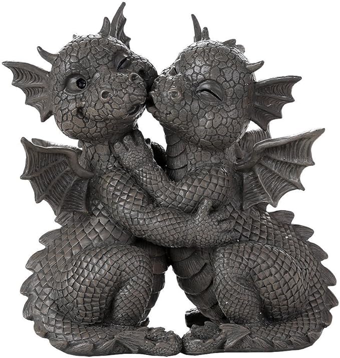 Pacific Giftware Garden Dragon Loving Couple Garden Display Decorative Accent Sculpture Stone Finish 10 Inch Tall-VerdiqueGarden