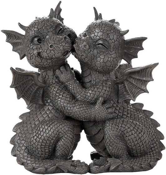 Pacific Giftware Garden Dragon Loving Couple Garden Display Decorative Accent Sculpture Stone Finish 10 Inch Tall-VerdiqueGarden