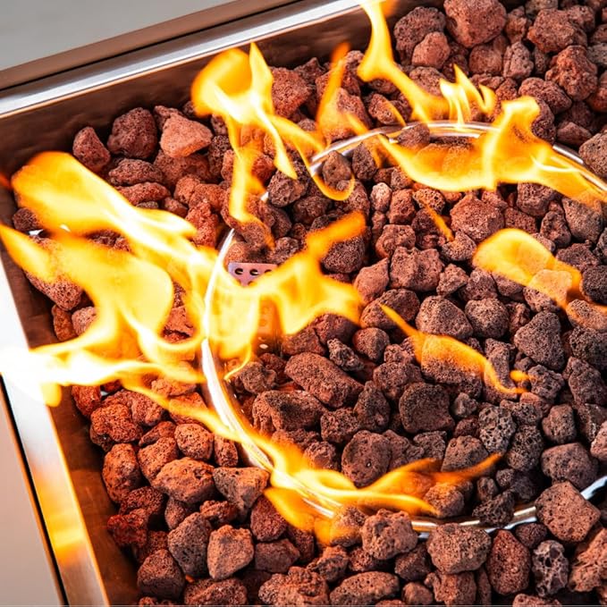 Ashton 36” Propane Fire Pit Smokeless Firepit Outdoor Gas Fire Pit for Outside Patio Firepit Table Includes Rain Cover Converter Kit Lava Rocks Lid CSA Certified-VerdiqueGarden