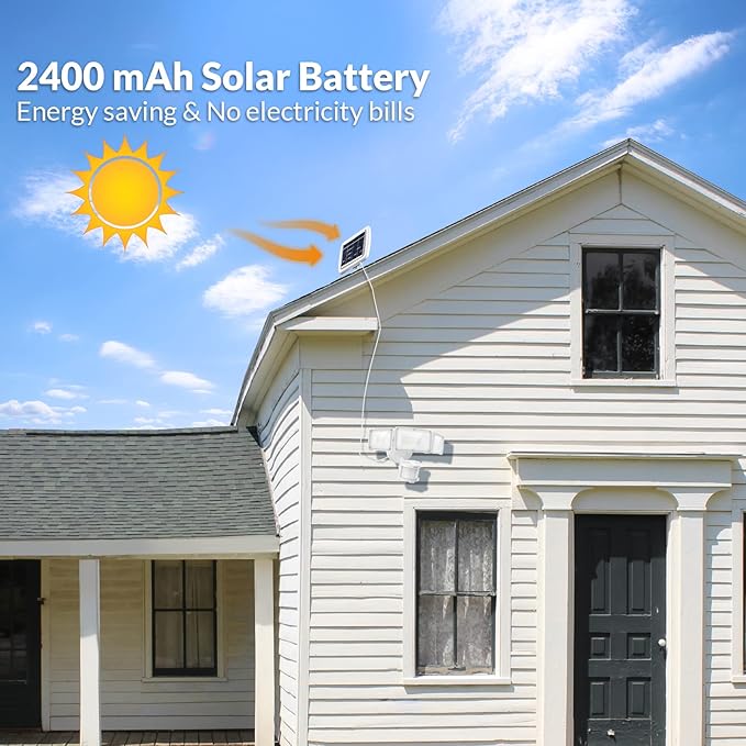 LEPOWER 1600LM LED Solar Security Lights Motion Outdoor, Motion Sensor Light, 5500K White Light, IP65 Waterproof Outdoor Flood Solar Light with 3 Adjustable Head for Yard, Garage（White）-VerdiqueGarden