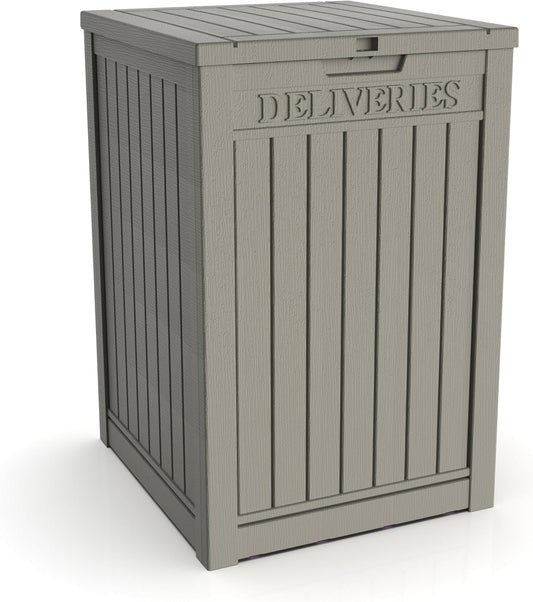 55 Gallon Coffee Resin Deck Box - Lockable, Rust-Resistant Outdoor Storage for Gardens & Patios - Waterproof Bench-Style Box with Handles-VerdiqueGarden