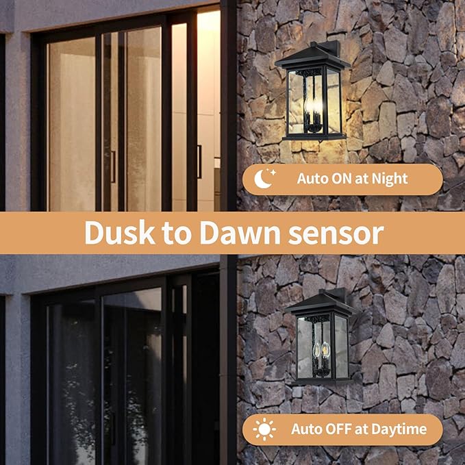 Extra-Large Outdoor Wall Sconce, Wall Lantern, Wall Light with Tempered Clear Seeded Glass, Matte Black Finish for Outdoor-VerdiqueGarden